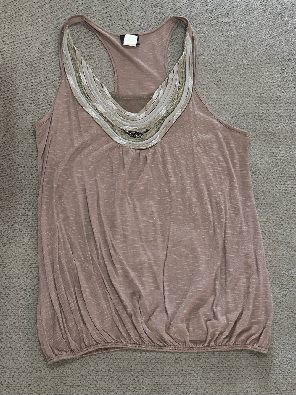 Women's Sleeveless Beaded Neck Tank Top - Blush